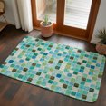 thumbnail image 6 of Front Door Mat 19.7"x31.5", Bohemia Geometric Non Slip Backing & Low Profile Doormats, Absorbent Muddy Dirt Trapper Door Mats for Front Back Door Entryway Modern Simple Aesthetic Checkered Green, 6 of 9