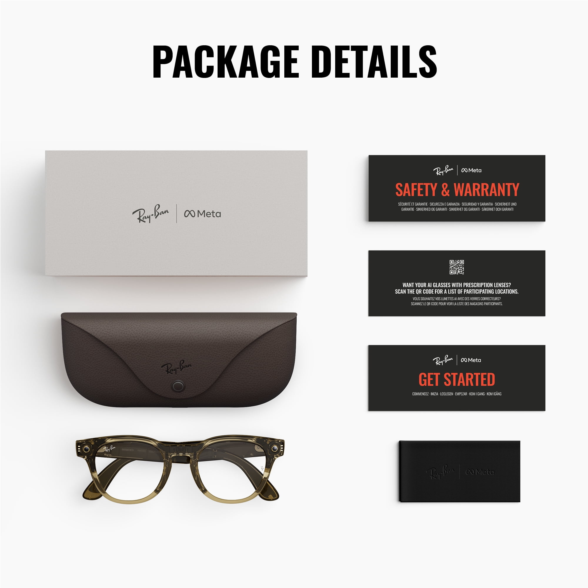 Ray-Ban Unisex Size 50 AI Smart Meta Gen 2 Scriber Panthos Glasses with Charging Case, Havana/Clear