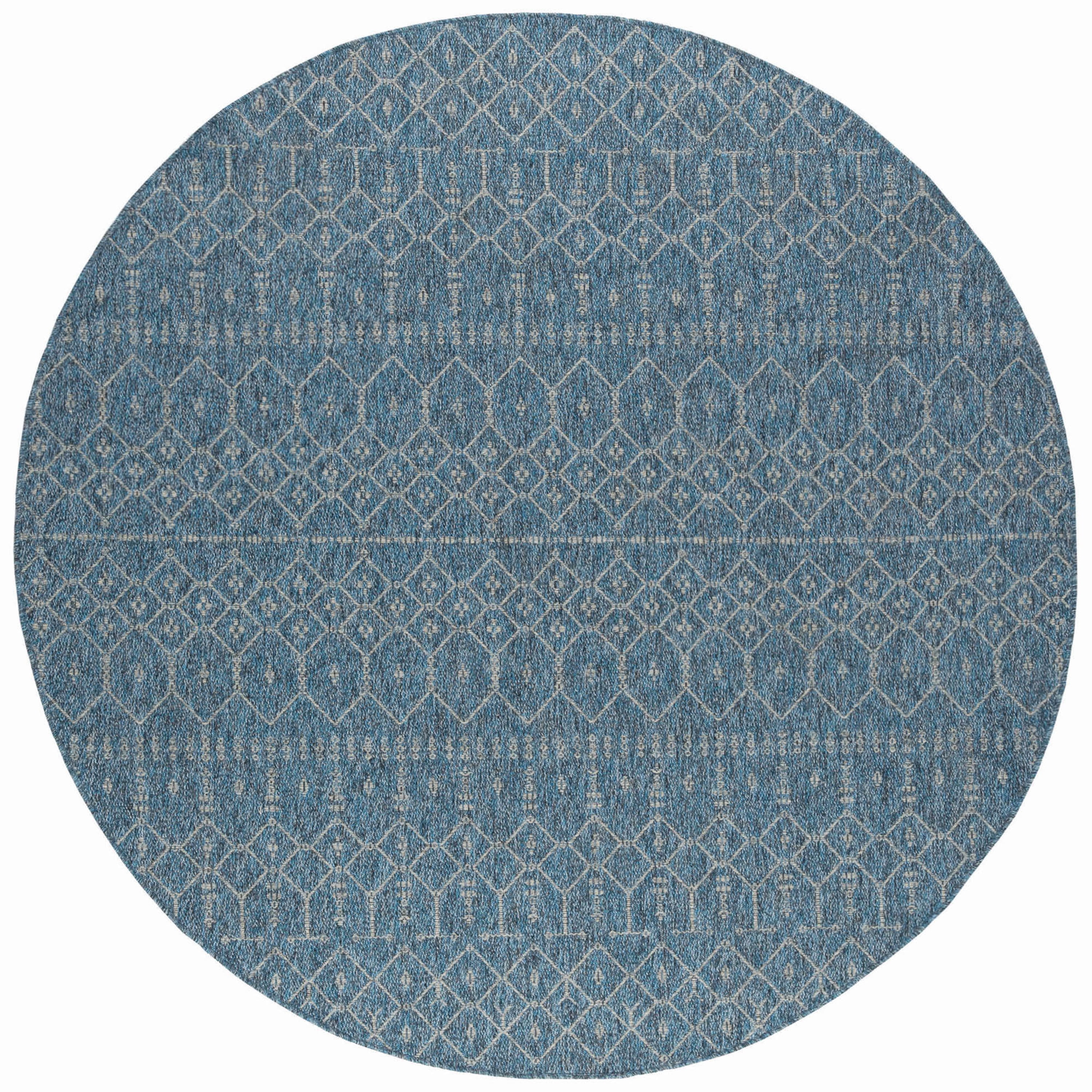 6ft Round Water Resistant, Indoor Outdoor Rugs for Patios, Front Door Entry, Entryway, Deck, Porch, Balcony | Outside Area Rug for Patio | Denim, Solid | Size: 5'1'' Round