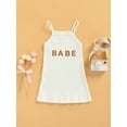 thumbnail image 2 of Kiapeise Kids Girls Spaghetti Strap Dress Toddler Letter Print Casual Sleeveless A-line Dress Summer Party Wear, 2 of 9