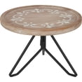 thumbnail image 1 of Kate and Laurel Sherald Rustic Carved Wood Pedestal Tray, 11 Inch Diameter, Whitewash, Decorative Centerpiece Display Stand, 1 of 7