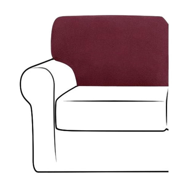 Bewildely Fundas de cojín para respaldo de sofá de aplicación amplia de poliéster elásticas y elásticas duraderas y duraderas Decoración del hogar Vino rojo