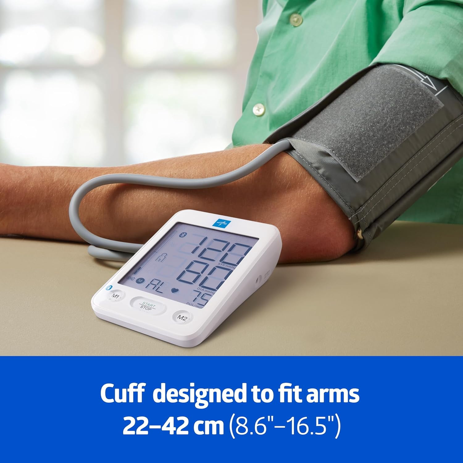 Medline Bluetooth Blood Pressure Monitor, Upper Arm Cuff, Digital LCD Display