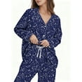 thumbnail image 5 of Fantaslook Womens Pajama Sets Button Down 2 Piece Pjs Long Sleeve Loose Floral Sleepwear with Pockets, 5 of 10