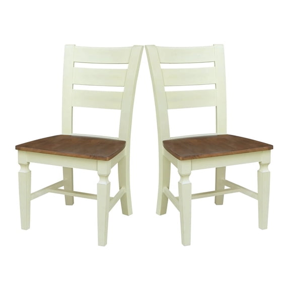 Vista Solid Wood Ladderback Chairs in Hickory/Shell - Set of 2