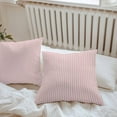thumbnail image 4 of Simple White Striped Outdoor Pillow Covers Set of 2 Pink Stripe Vintage Linen Waterproof Throw Pillow Case Decorative Square Cushion Cover for Patio Couch Garden Balcony, 26"x26", 4 of 9