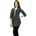 thumbnail image 3 of Phagun Women Wear Textured Print Casual 3/4 Sleeve Short Cotton Kurti Clothing, 3 of 6