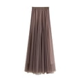 thumbnail image 1 of Gureui Women Elegant Tutu Swing Skirts Solid Color Multilayer Tulle Pleated Elastic High Waist Mesh Long Formal Wedding Party A-Line Midi Skirt, 1 of 4