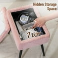 thumbnail image 6 of Faux Fur Vanity Stool with Storage, Doubles As a Side Table and Footstool for Couch, 18.7" H Makeup Vanity Chair with 4 Metal Legs for Bedroom, Living Room, Entryway (Pink), 6 of 8