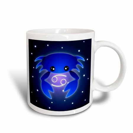 Cancer Zodiac Mug - 3dRose Cute Astrology Cancer Zodiac Sign Blue Crab, Ceramic Mug, 11-ounce