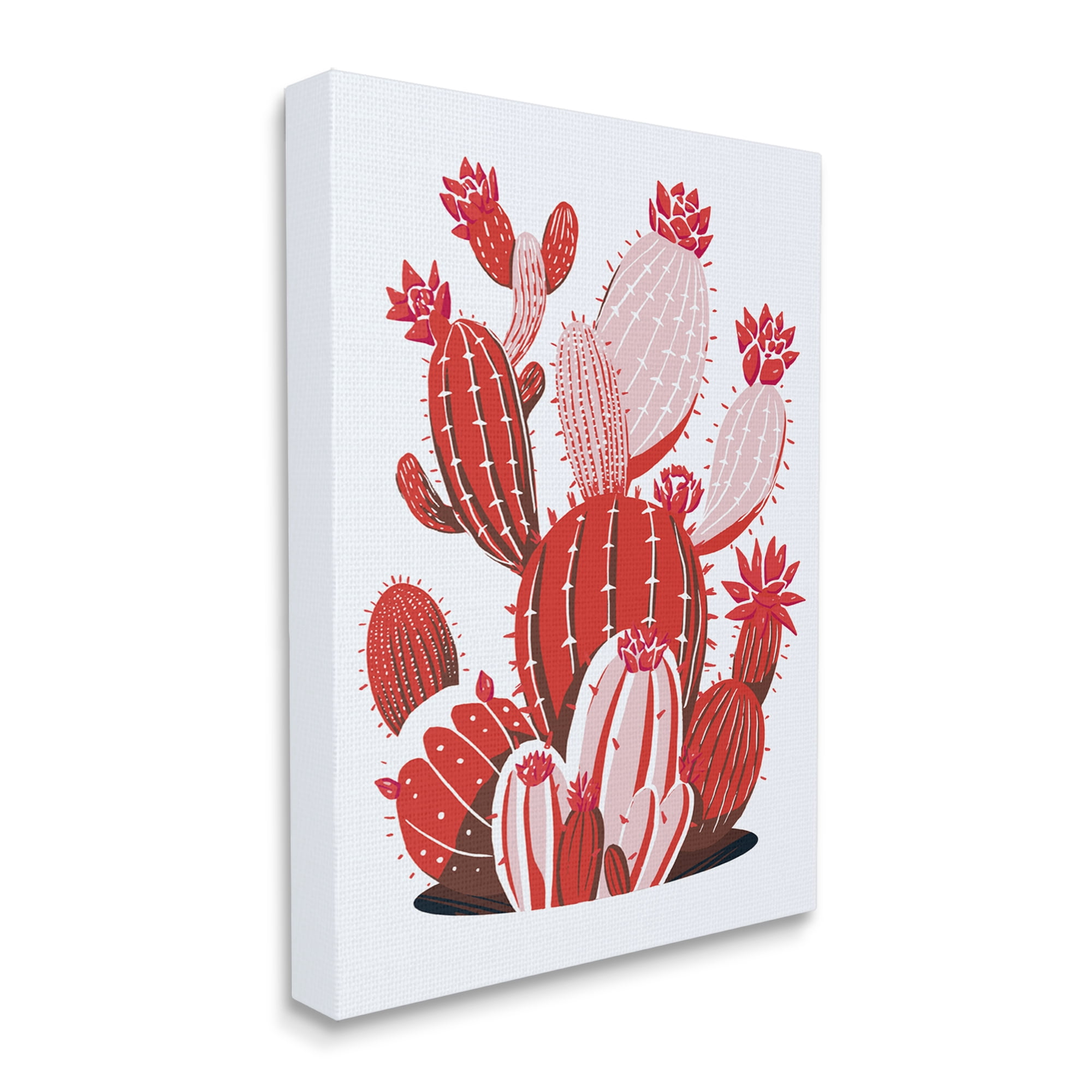 Stupell Industries Modern Red Cacti Botanical & Floral Painting Gallery Wrapped Canvas Print Wall Art, 16 x 20