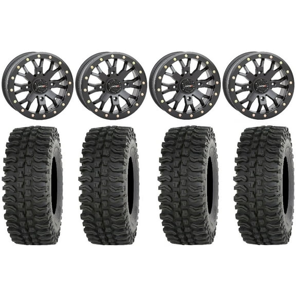 System 3 SB-4 Black (4 3) 15" Wheels 32" BDC Tires Can-Am Commander Maverick Renegade Outlander Defender