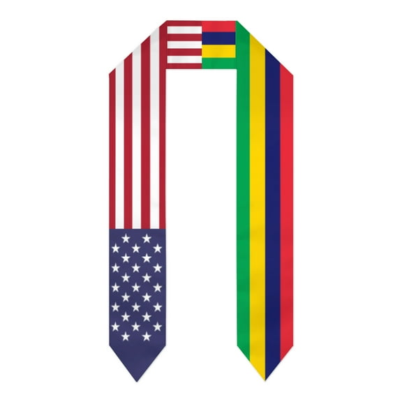 Mauritius & USA United States Flag Shawl Sash Stole Graduation Shawls Wraps Scraf For International Study