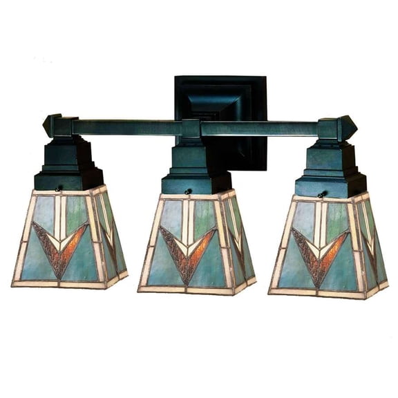 Meyda Lighting 20'W Valencia Mission 3 Lt Vanity Light, Ebna Amber Beige - 48042