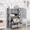 thumbnail image 3 of kleankin Floor Bathroom Storage Rack Standing Cabinet with Shelf Drawers, Grey, 3 of 9