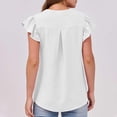 thumbnail image 5 of Womens Dressy Casual Tops Ruffle Petal Short Sleeve V Neck Shirts Elegant Summer Business Work Tunic Blouses, 5 of 7
