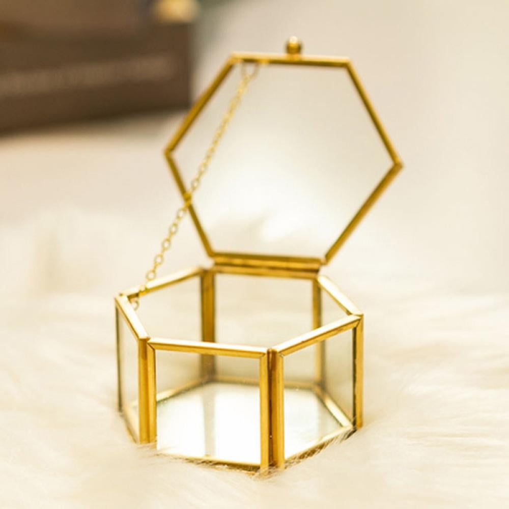 Decorative Small Copper Glass Display Box Square For Rings Design by Madam St... 