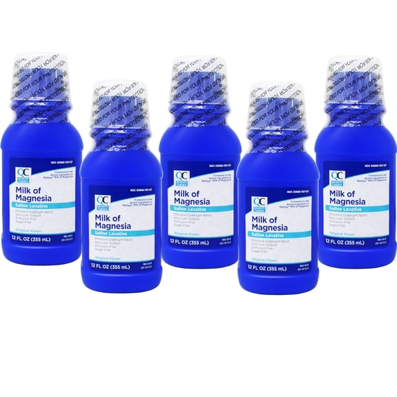 Quality Choice Milk of Magnesia Laxatives Liquid for Occasional Constipation, 12 fl oz, 5 Count