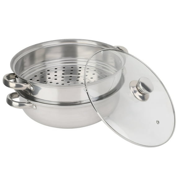 Olla de vapor, utensilios de cocina de acero inoxidable, vaporizador de capa de vapor de acero de 27 cm/11 pulgadas, muy versátil Jadeshay A