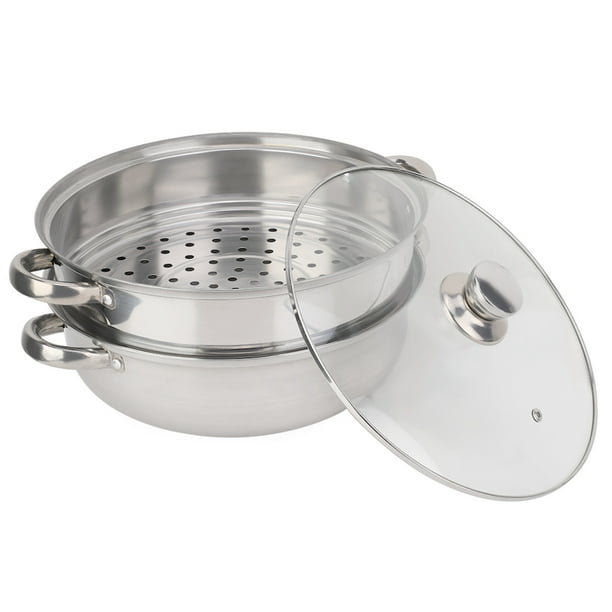 Olla De Para Cocinar, 10.6 X 10.6 X 7.7 Pulgadas Olla De De 2 Capas Olla De Para Sopa De Doble Caldera Con Doble Asa, Olla De De Acero Inoxidable Con Tapa De Vidrio