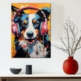 thumbnail image 3 of Border Collie Wall Art - Funny Dog Canvas Canvas for Kids' Room 11x17inch - Colorful Puppy with Earphone Pictures Framed Ready to Hang, 3 of 4