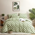 thumbnail image 1 of Verde Blanco Plaid Funda Nórdica Rey Verde Claro Beige Rejilla Ropa de Cama Checkerboard, 1 of 7