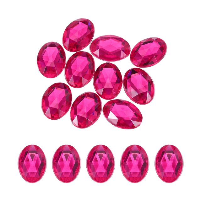 10 piezas de gemas acrílicas ovaladas de 30x40 mm, piedras de imitación planas para manualidades, cuentas, bodas y fiestas en color rojo rosa