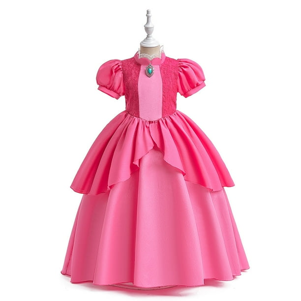 FSMKTZ Disfraz De Vestido De Princesa Para Ninas Super Peach Cosplay Disfraces Para Ninos Con Corona Fiesta De Cumpleanos De Halloween 3 10 Anos SMR053 Walmart en linea