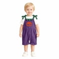 thumbnail image 3 of Unisex kids Corduroy Short Overalls, Pumpkin Felt Appliques Sleeveless Dungarees with Pockets, Comfort Baby Outfit for First Halloween Photoshoots and Pumpkin Patch Visits for 1-7 Years, 3 of 7