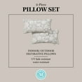 thumbnail image 5 of MARTHA STEWART Distressed Jacobean Indoor Outdoor Decorative Lumbar Pillow 2-Pack Set, UV Fade Resistant, Water Repellent, Printed Floral Design, Grey, 11"x18", 5 of 9