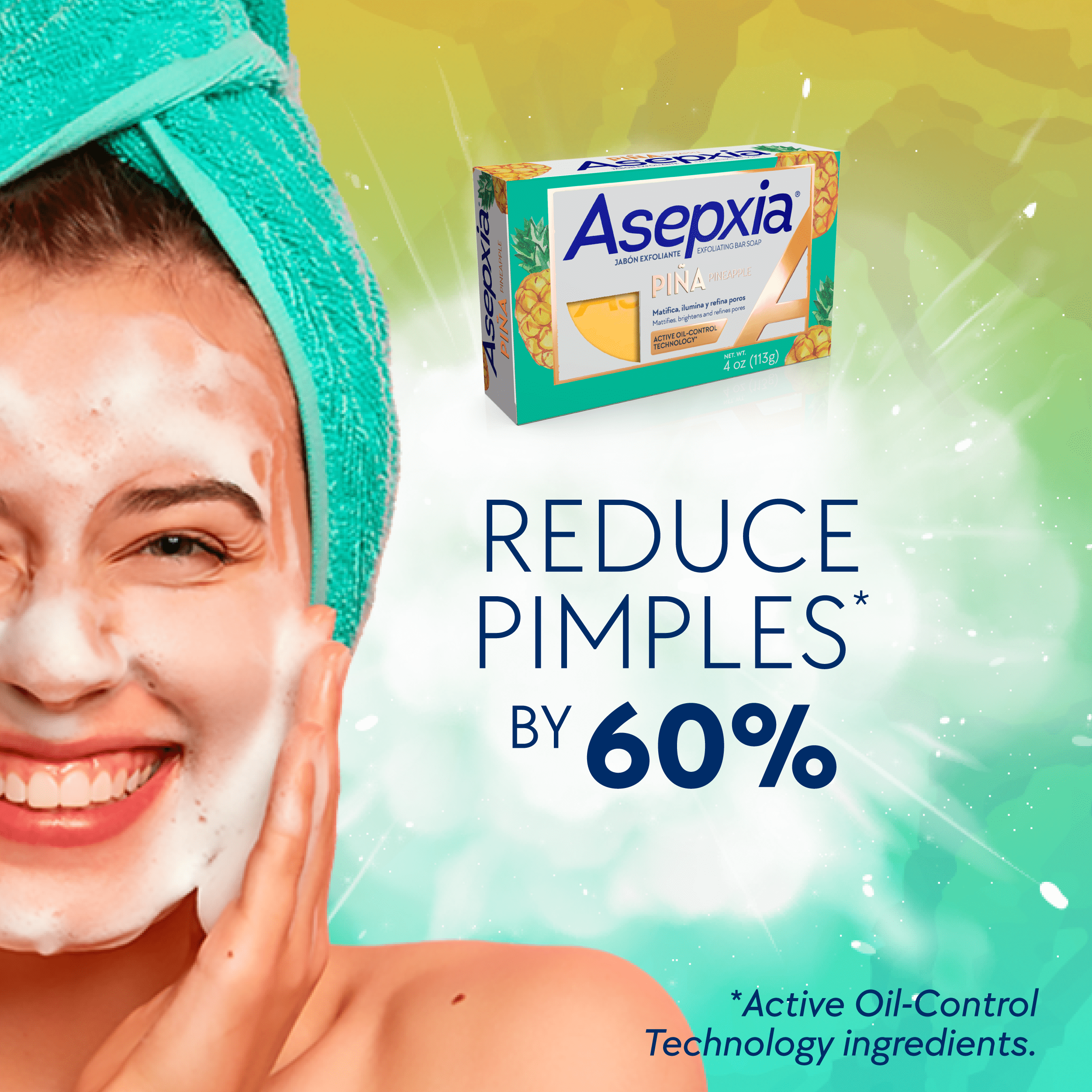 (3 pack) Asepxia Exfoliating Bar Soap, with Natural Pineapple Enzyme, for Oily Skin Teens and Adults, 4 oz