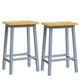 thumbnail image 3 of Hassch 25.6" Tall Counter Stools Set of 2, Farmhouse Solid Wood Barstools with Footrests, for Kitchen, Dining Room, Home Pub (Gray Blue), 3 of 7