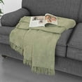 thumbnail image 4 of Kathy Ireland Oversized Chenille Polyester Fringed Basket Throw - Sage - 50” X 70”, 4 of 6