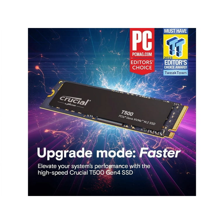 Crucial T500 1TB Gen4 NVMe M.2 Internal Gaming SSD, Up to 7300MB/s, laptop & desktop Compatible + 1mo Adobe CC All Apps - CT1000T500SSD8 Crucial T500 1TB Gen4 NVMe M.2 Internal Gaming SSD, Up to 7300MB/s, laptop & desktop Compatible + 1mo Adobe CC All Apps - CT1000T500SSD8