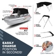 thumbnail image 4 of KNOX Universal 4-Bow Bimini Tops for Boats Cover Side Walls, Support Poles, Fade-Proof 900D Marine Canvas, Storage Boot, Sun Shade Canopy For Pontoon, V-Hull, Fishing, Jon Boat, 91-96"W (Black), 4 of 7