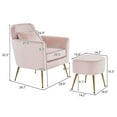 thumbnail image 2 of Accent Chair with Ottoman,  Upholstered Single Side Chair with Footrest and Lumber Pillows,Comfy Arm Chair with Metal Legs for Living Room,Bedroom,Office,Pink, 2 of 9