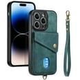 thumbnail image 2 of ELEHOLD Wallet Case for iPhone 14 Pro with Card Slots Detachable  Wrist Strap Premium Leather Wallet Phone Case Work with Magnetic Car Mount for iPhone 14 Pro 6.1 inch,Green, 2 of 9