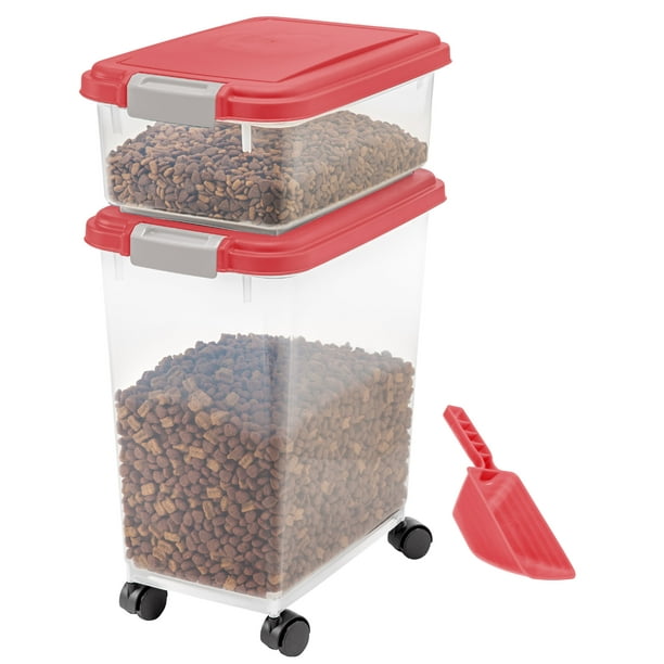 IRIS USA Airtight Pet Food & Treat Storage Container Combo with Scoop