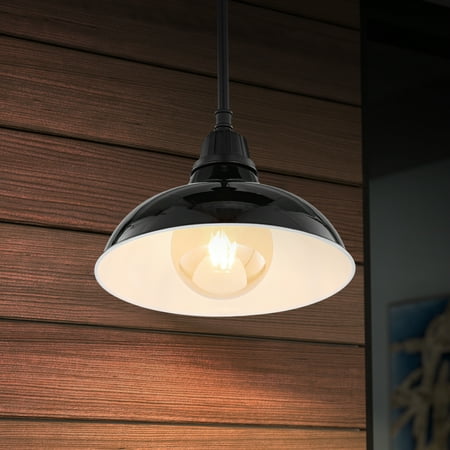 

Jasper 12.25 1-Light Farmhouse Industrial Indoor/Outdoor Iron LED Pendant Black