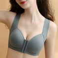 thumbnail image 6 of HEVIRGO Wide Shoulder Straps Women Bra U-Shaped Back Wire Free Front Closure Full Cup Bra for Daily Wear,Grey 38C, 6 of 10