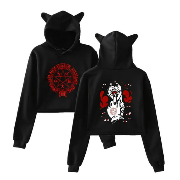 Hellsing Ultimate Alucard Cat Ear Hoodie Casual Pullover Unique Short Sweatshirt