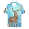 thumbnail image 4 of Camisas hawaianas con estampado de tigre y ciervo para hombre, blusas informales de manga corta para fiesta, abotonadas, para verano, 4 of 5