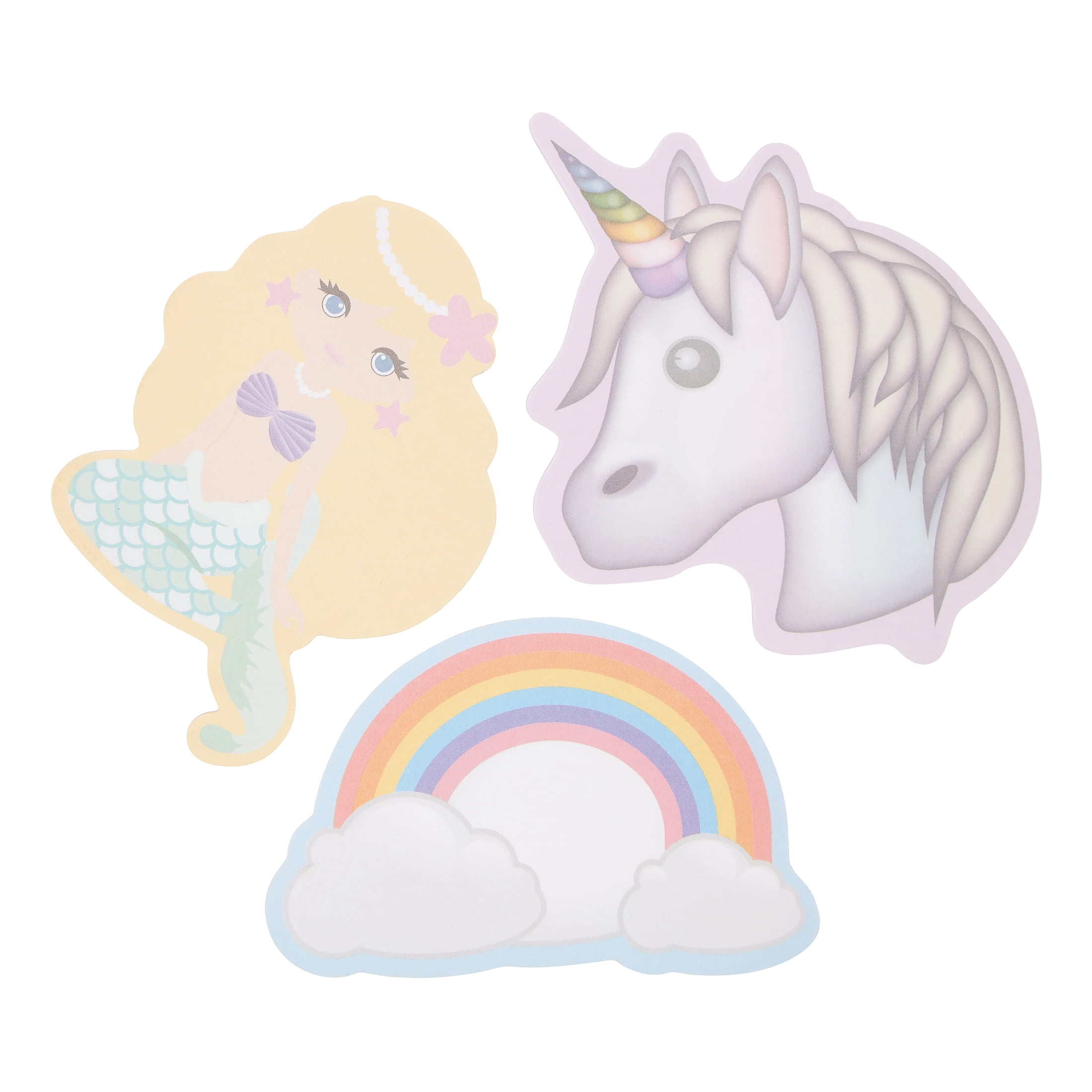 Pen + Gear 3-Pack Themed Icon 4x4 Sticky Notes (Mermaid, Unicorn, Rainbow)