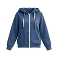 thumbnail image 4 of Guluxicc Womens Hooded Jacket with Pockets Full Zip Drawstring Long Sleeve Solid Jackets for Everyday Fall Winter, 4 of 7