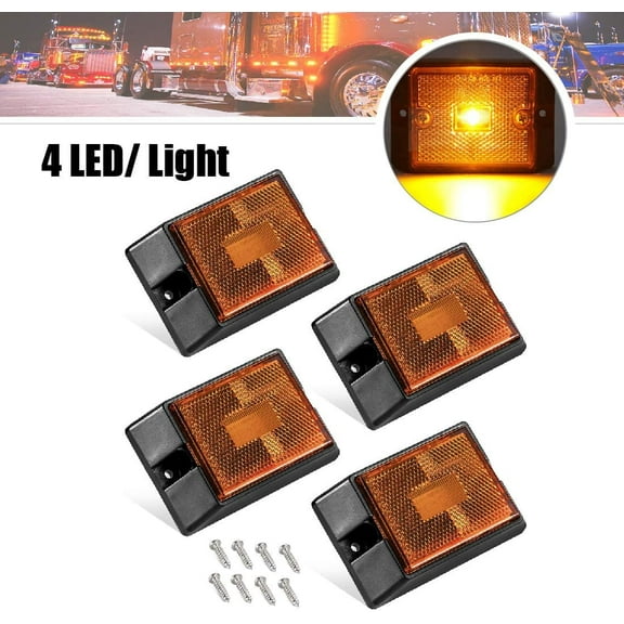 CZC AUTO 4 Pack Side Marker LED Amber Light Clearance Reflector Lamps - IP68 Waterproof
