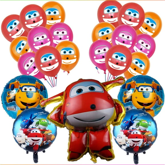 Super Wings Balloons Birthday Party Supplies Decor Fans Set Decorations Kit