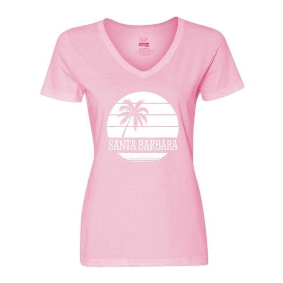 Inktastic Santa Barbara California Palm Tree Women's V-Neck T-Shirt