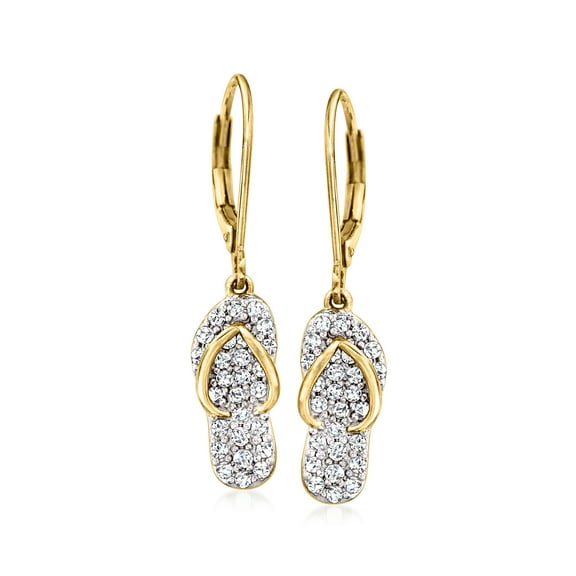 Ross-Simons 0.50 ct. t.w. Diamond Flip Flop Drop Earrings in 18kt Gold Over Sterling, Women's, Adult