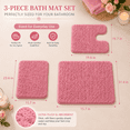 thumbnail image 6 of Pink 3-Piece Bathroom Rug, Pink Memory Foam 3-Piece Bathroom Rug Set, Soft Absorbent Non-Slip Bath Mat, Bathroom Laundry Room Decor, Cute Pink Color for Bathroom Decoration, 6 of 12