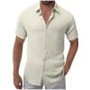 Kaemgyyd Men's Button down Shirts Short Sleeve Casual Collared Loose Fit Tops Solid Color Textured Beach Summer Breathable Tees